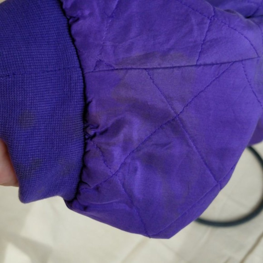 Vintage Silk Bomber Jacket- Purple Sz L - Picture 5 of 7